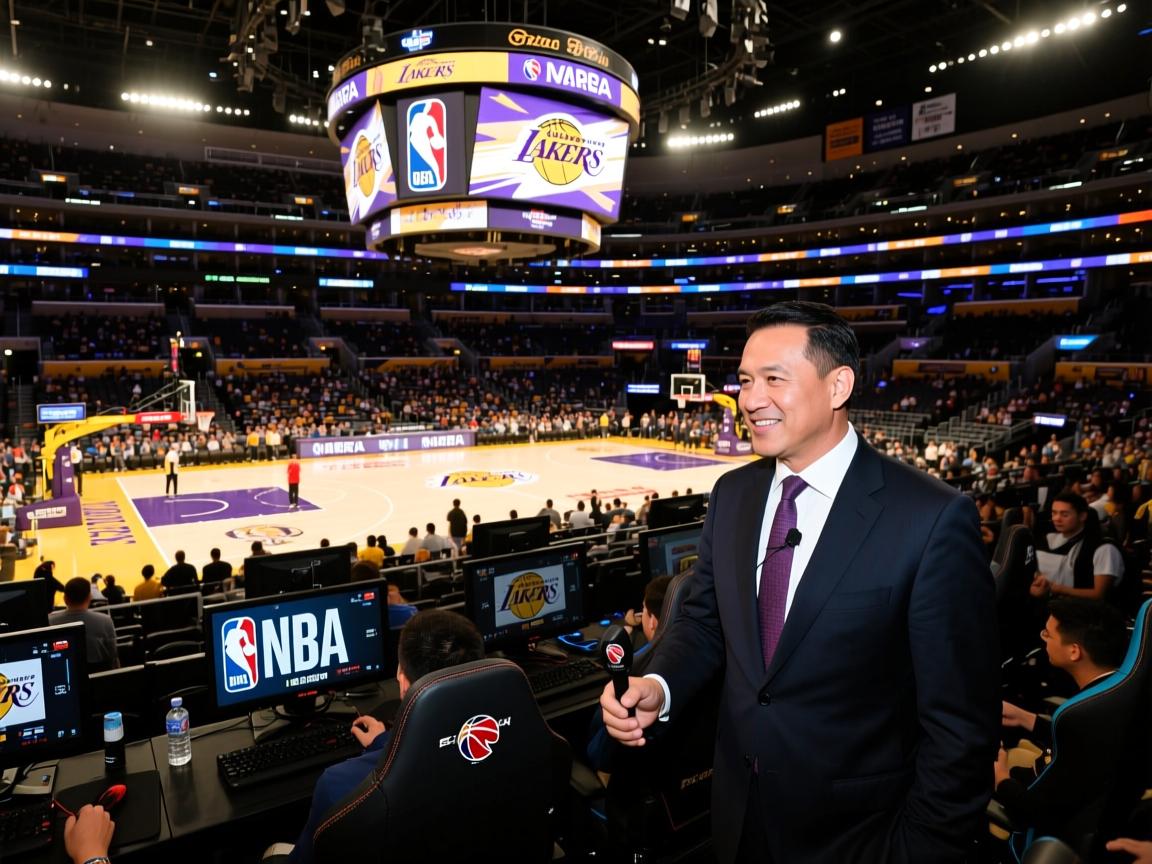 美职篮球队到访湖人主场观战比赛